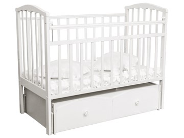 Кроватка в детскую Золушка 7, 60х120, массив березы, цвет белый в Коврове