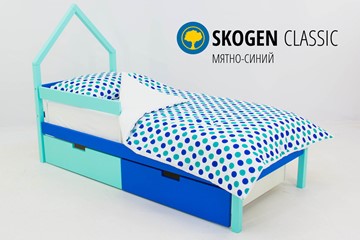 Кровать-домик в детскую мини Skogen мятно-синий во Владимире