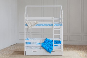 Детская двухэтажная кровать Домик с ящиками, цвет белый в Коврове