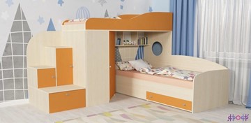 Детская кровать-шкаф Кадет-2, корпус Дуб, фасад Оранжевый во Владимире