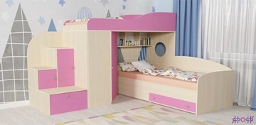 Детская кровать-шкаф Кадет-2, корпус Дуб, фасад Розовый во Владимире