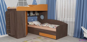 Детская кровать-шкаф Кадет-2 с металлической лестницей, корпус Бодего, фасад Оранжевый во Владимире