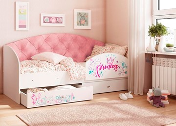 Односпальная детская кровать Эльза с бортиком, Розовый (щиты) во Владимире