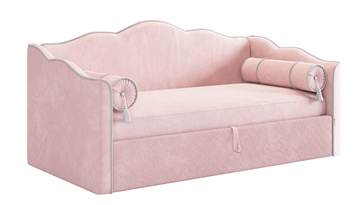Кровать детская с подъемным механизмом Лея (Софа) 90х200 (нежно-розовый (велюр)/галька (велюр)) в Коврове