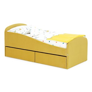 Мягкая кровать с ящиками Letmo 190х80 горчичный (велюр) во Владимире