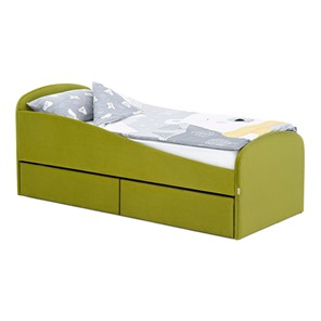 Кровать в детскую с ящиками Letmo 190х80 оливковый (велюр) в Коврове