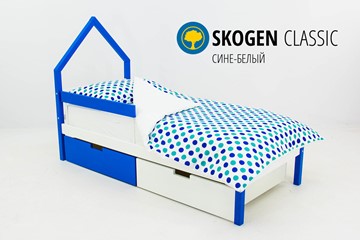 Кровать-домик мини Skogen сине-белый во Владимире