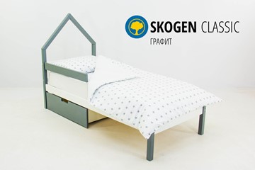 Кровать-домик детская мини Skogen графит-белый в Коврове