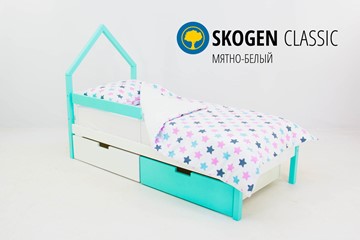 Кровать-домик в детскую мини Skogen белый-мятный в Коврове