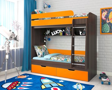 Двухъярусная детская кровать Юниор-5, каркас Бодего, фасад Оранжевый во Владимире