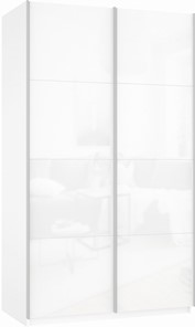 Шкаф 2-створчатый Прайм (Белое стекло/Белое стекло) 1200x570x2300, белый снег во Владимире