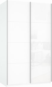 Шкаф 2-х створчатый Прайм (ДСП/Белое стекло) 1200x570x2300, белый снег в Коврове