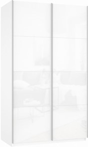 Шкаф Прайм (Белое стекло/Белое стекло) 1600x570x2300, белый снег в Коврове