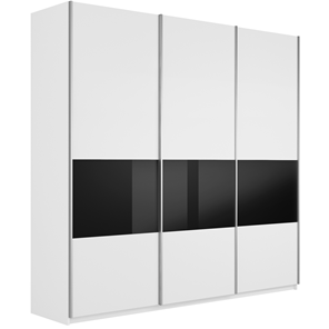 Шкаф 3-створчатый Широкий Прайм (ДСП / Черное стекло) 2400x570x2300, Белый снег во Владимире