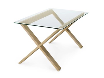 Стеклянный столик Оникс-11, Натуральный массив/Прозрачное стекло в Коврове