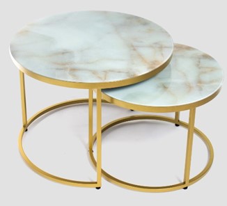 Стеклянный столик Дуэт, столешница в стекле опоры золото в Коврове