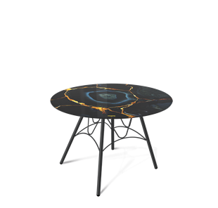 Круглый стол SHT-S100 / SHT-TT32 60 стекло/МДФ (титановый кварц/черный муар) в Коврове