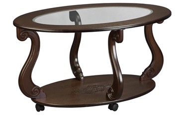 Стеклянный столик в гостиную Овация-С, на колесах, темно-коричневый во Владимире
