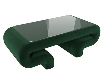 Стеклянный столик в зал Волна, зеленый (велюр) в Коврове