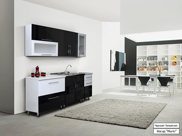 Модульный кухонный гарнитур Мыло 224 2000х918, цвет Черный/Белый металлик в Коврове