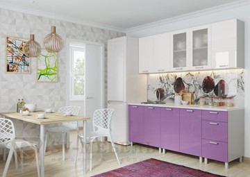 Кухонный гарнитур угловой Модерн, белый глянец/фиолетовый металлик в Коврове