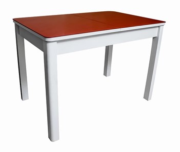 Кухонный раздвижной стол Айсберг-01 СТ2, белое ЛДСП/стекло алое/прямые массив белый в Коврове