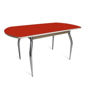 Кухонный раздвижной стол ПГ мини СТ2 белое/алое стекло/35 хром гнутые металл в Коврове