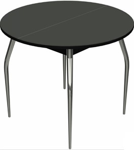 Кухонный стол раскладной Ривьера исп. круг хром №5 (стекло черное/черный) в Коврове
