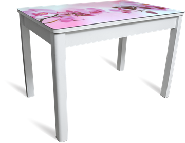 Кухонный обеденный стол Айсберг-08 СТФ, белое лдсп/орхидея/40 прямые массив белые в Коврове