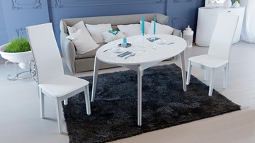 Овальный обеденный стол Марсель (СМ(Б)-102.01.12(1)), цвет  Белый/Стекло белое глянец в Коврове