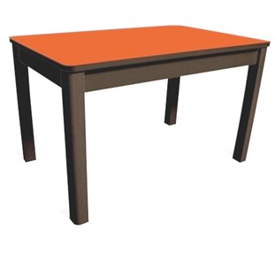 Обеденный стол Айсберг-04 СТ1, венге ЛДСП/стекло оранжевое/42 прямые массив венге во Владимире