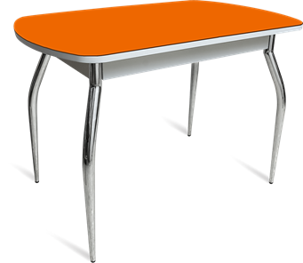 Стеклянный кухонный стол ПГ-04 СТ белое/оранжевое/хром фигурные в Коврове