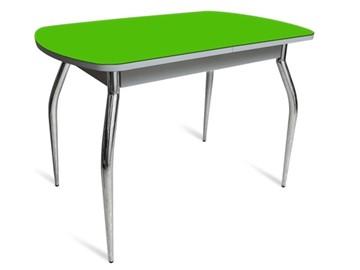 Обеденный стол ПГ-04 СТ белое/зеленое стекло/хром фигурные во Владимире