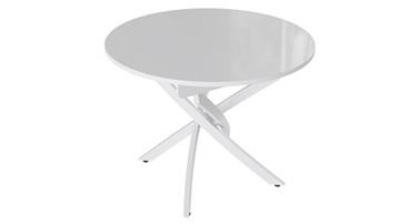 Обеденный круглый стол Diamond тип 3 (Белый муар/Белый глянец) в Коврове