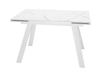 Стол обеденный раскладной DikLine DKL140 Керамика Белый мрамор/опоры белые (2 уп.) в Коврове