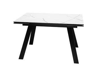 Керамический кухонный стол DikLine DKL140 Керамика Белый мрамор/опоры черные (2 уп.) во Владимире