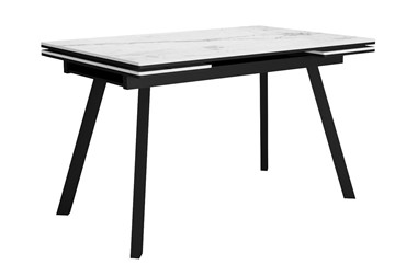 Керамический кухонный стол DikLine SKA125 Керамика Белый мрамор/подстолье черное/опоры черные (2 уп.) в Коврове