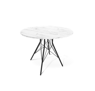 Круглый кухонный стол SHT-TU2-1 / SHT-TT 90 ЛДСП (мрамор кристалл/черный муар) в Коврове