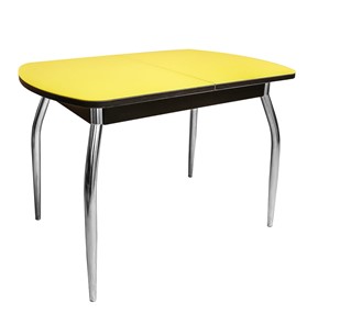 Кухонный обеденный стол ПГ-08 СТ2, венге/желтое стекло/35 хром гнутые металл в Коврове