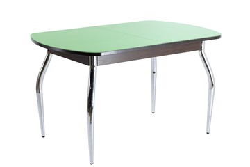 Кухонный стол ПГ-06 СТ2, венге ЛДСП/фисташка стекло/35 хром гнутые металл в Коврове