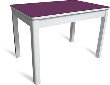 Кухонный стол раскладной Айсберг-07 СТ2, белое ЛДСП/фиолетовое стекло/40 массив белый во Владимире