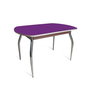 Кухонный стол раскладной ПГ мини СТ2, дуб молочный/фиолетовое стекло/35 хром гнутые металл в Коврове
