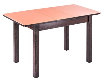 Кухонный раздвижной стол Айсберг-01 СТ1, венге ЛДСП/стекло оранжевое/42 прямые массив венге в Коврове
