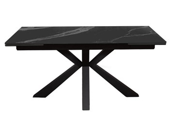 Керамический обеденный стол раздвижной DikLine SFE160 Керамика Черный мрамор/подстолье черное/опоры черные (2 уп.) во Владимире