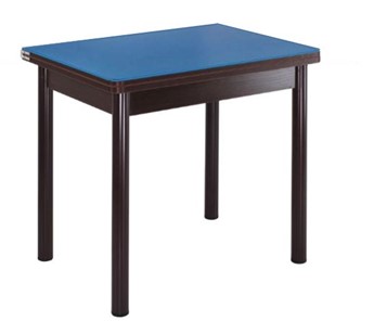 Кухонный пристенный стол СПА-01 СТ2, венге ЛДСП/стекло синие/38 прямые трубки крашеные коричневый в Коврове