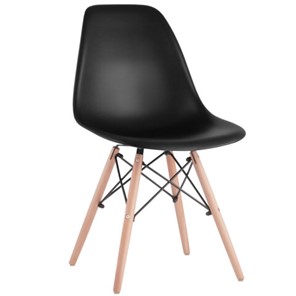 Комплект стульев 4 шт. BRABIX "Eames CF-010", пластик черный, опоры дерево/металл, 532631, 2033A во Владимире