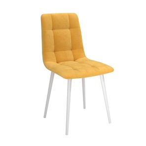 Обеденный стул Белла, велюр тенерифе куркума/Цвет металл белый в Коврове