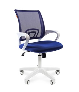 Кресло компьютерное CHAIRMAN 696 white, ткань, цвет синий во Владимире