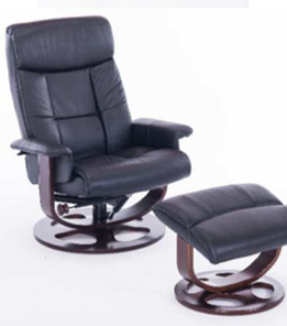 Кресло ДамОфис J6011 для релаксации нат. кожа / дерево, черный в Коврове