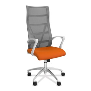 Офисное кресло для руководителя Топ X белый каркас, сетка/ткань TW / серая/оранжевая во Владимире